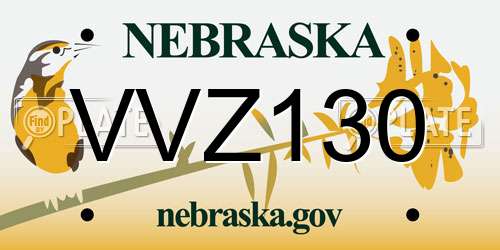 VVZ130 Nebraska License Plate