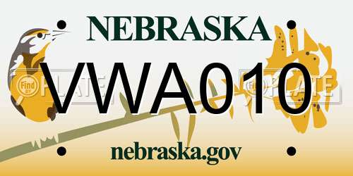 VWA010 Nebraska License Plate