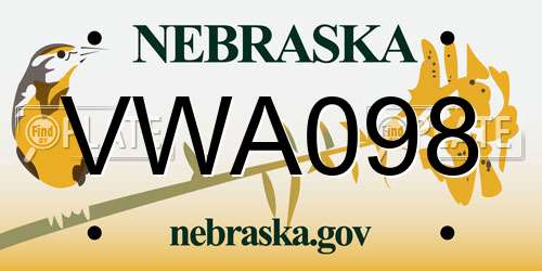 VWA098 Nebraska License Plate