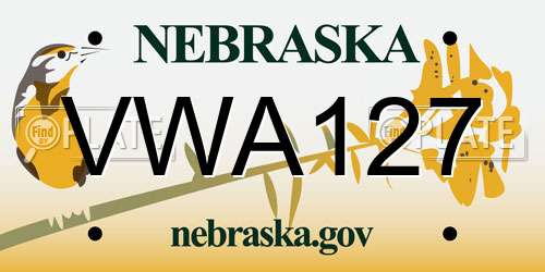 VWA127 Nebraska License Plate