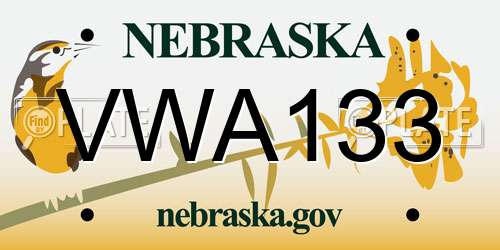 VWA133 Nebraska License Plate