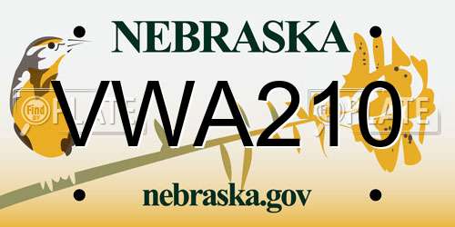 VWA210 Nebraska License Plate
