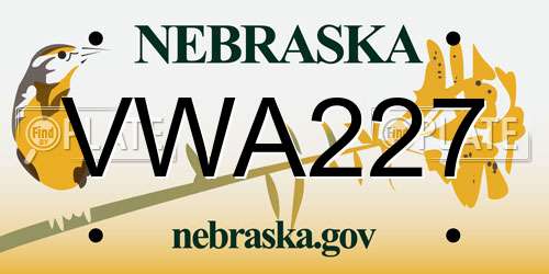 VWA227 Nebraska License Plate