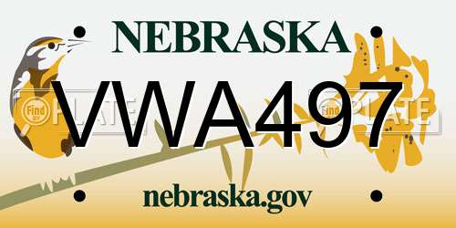 VWA497 Nebraska License Plate