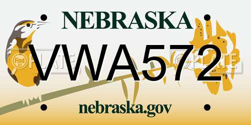 VWA572 Nebraska License Plate