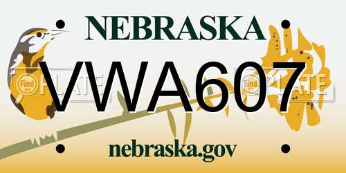 VWA607 Nebraska License Plate