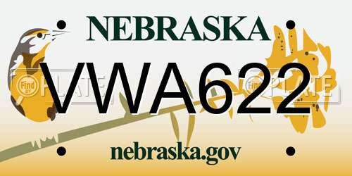 VWA622 Nebraska License Plate