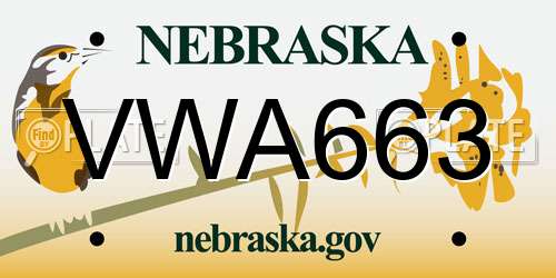 VWA663 Nebraska License Plate