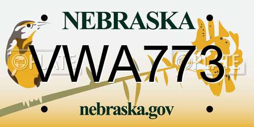 VWA773 Nebraska License Plate