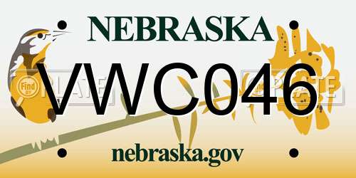 VWC046 Nebraska License Plate