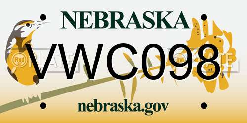 VWC098 Nebraska License Plate