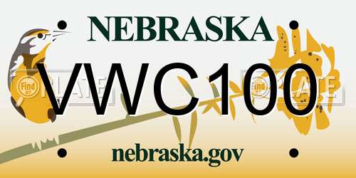 VWC100 Nebraska License Plate
