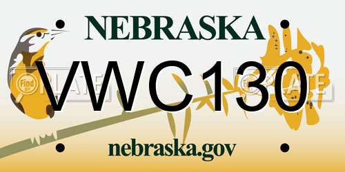 VWC130 Nebraska License Plate