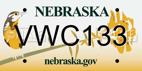 VWC133 Nebraska License Plate