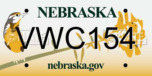 VWC154 Nebraska License Plate