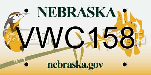 VWC158 Nebraska License Plate