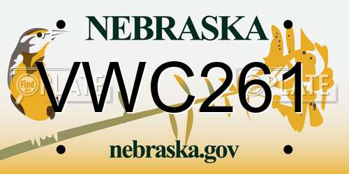 VWC261 Nebraska License Plate