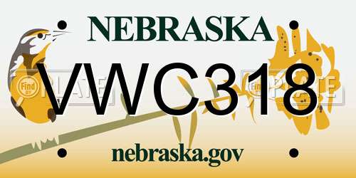 VWC318 Nebraska License Plate