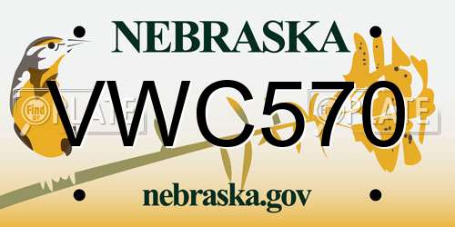 VWC570 Nebraska License Plate