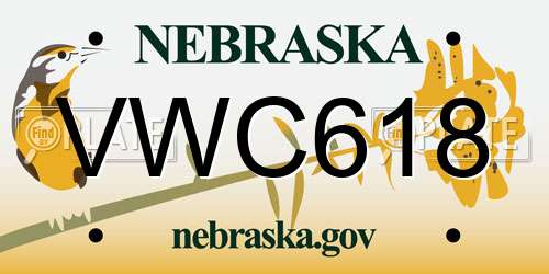 VWC618 Nebraska License Plate