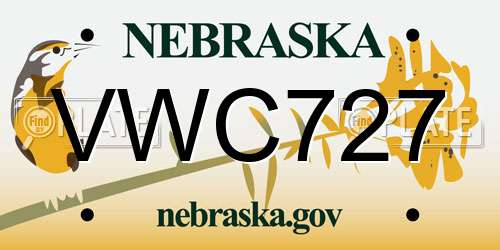 VWC727 Nebraska License Plate