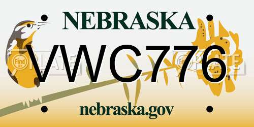 VWC776 Nebraska License Plate