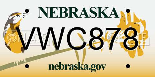VWC878 Nebraska License Plate