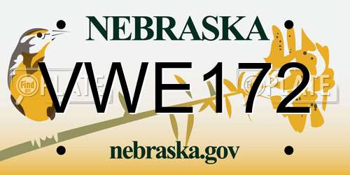 VWE172 Nebraska License Plate