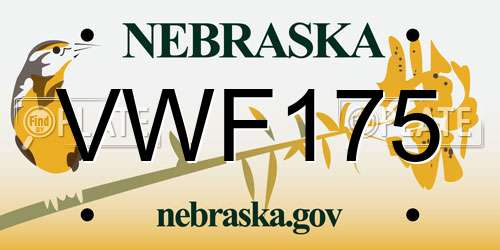 VWF175 Nebraska License Plate