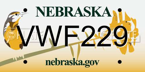 VWF229 Nebraska License Plate