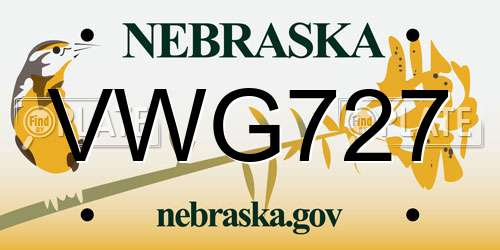 VWG727 Nebraska License Plate