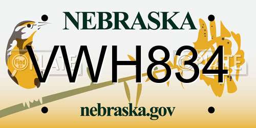 VWH834 Nebraska License Plate