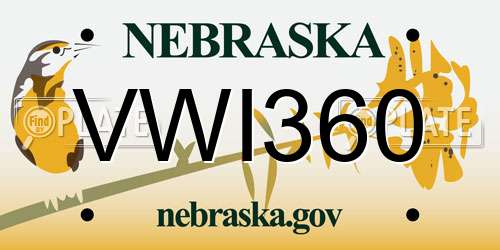 VWI360 Nebraska License Plate