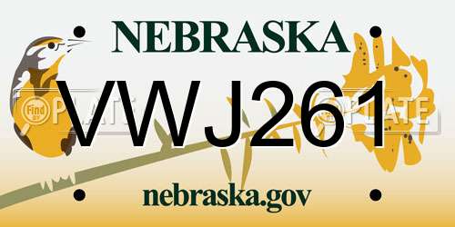 VWJ261 Nebraska License Plate