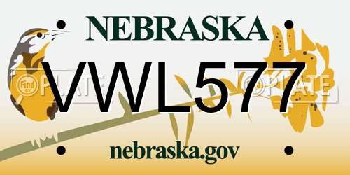 VWL577 Nebraska License Plate