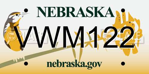 VWM122 Nebraska License Plate