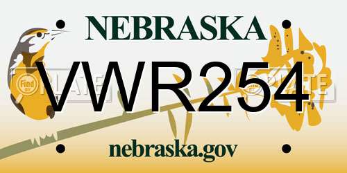 VWR254 Nebraska License Plate