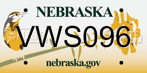 VWS096 Nebraska License Plate