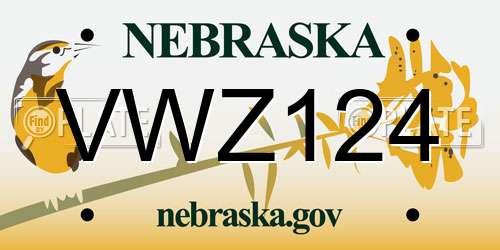 VWZ124 Nebraska License Plate