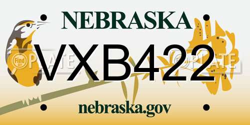 VXB422 Nebraska License Plate