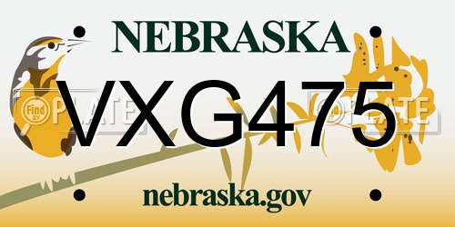 VXG475 Nebraska License Plate