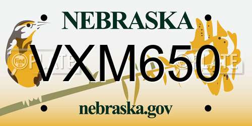 VXM650 Nebraska License Plate