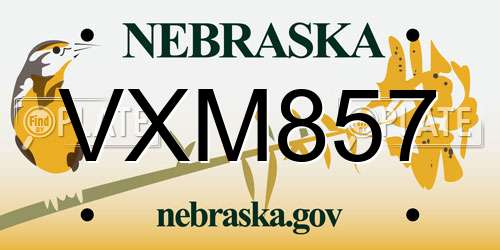 VXM857 Nebraska License Plate