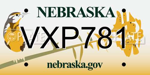 VXP781 Nebraska License Plate