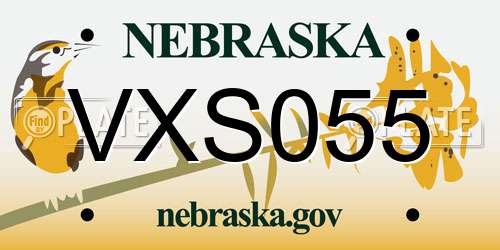 VXS055 Nebraska License Plate