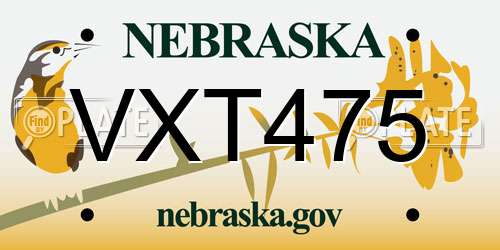 VXT475 Nebraska License Plate