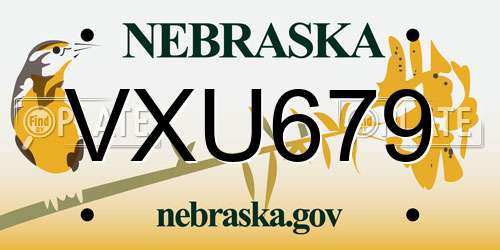 VXU679 Nebraska License Plate