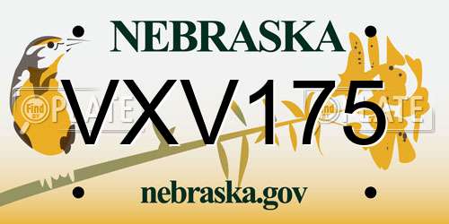 VXV175 Nebraska License Plate