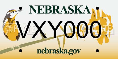 VXY000 Nebraska License Plate