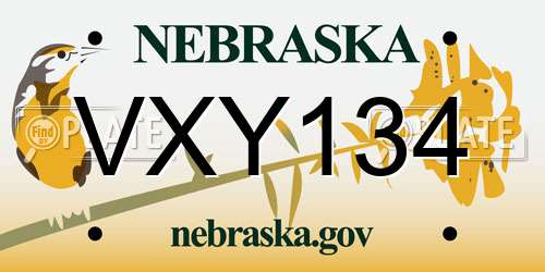 VXY134 Nebraska License Plate
